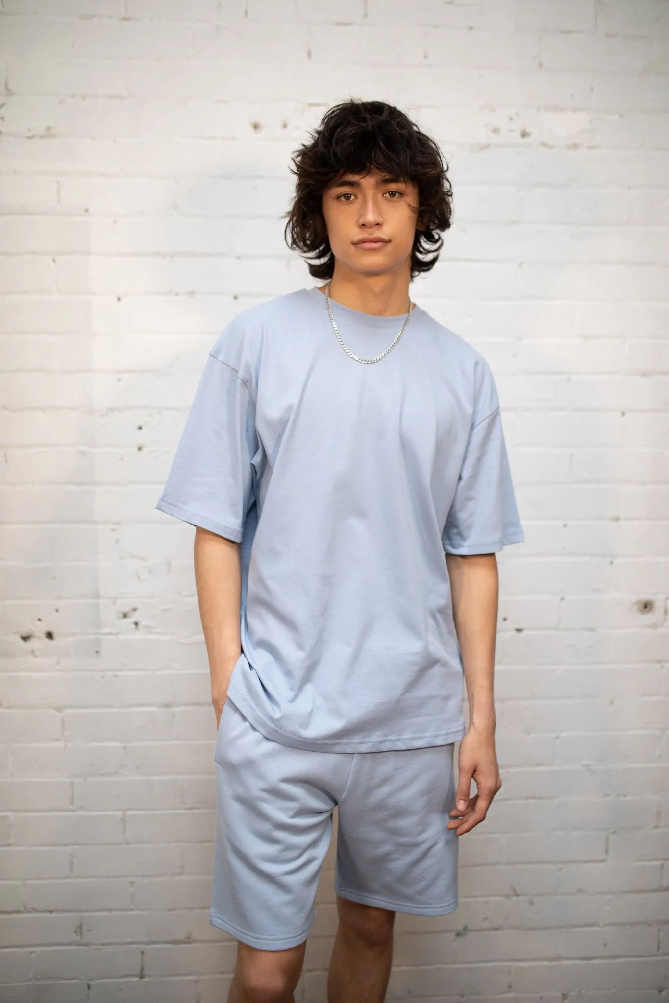 Plant Dyed Organic Oversized Tee in Sky Blue