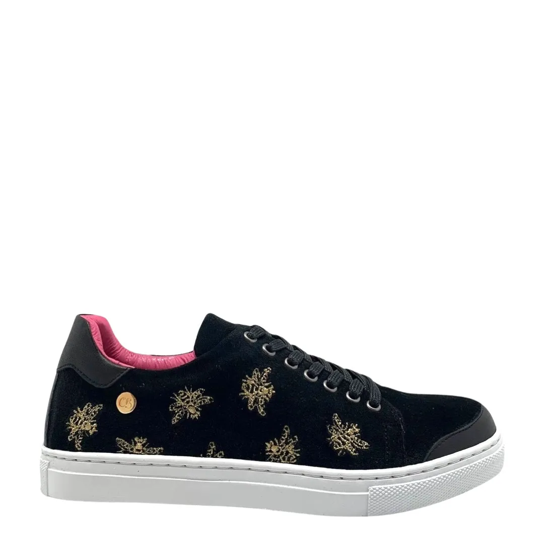 Platinum - Black velvet Crown Bee sneaker