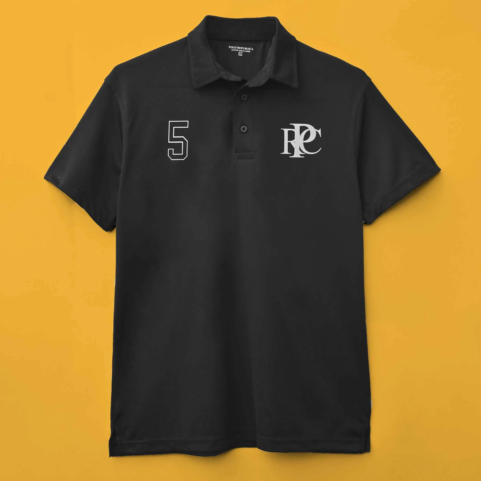 Polo Republica Men's PRC & 5 Printed Activewear Polo Shirt