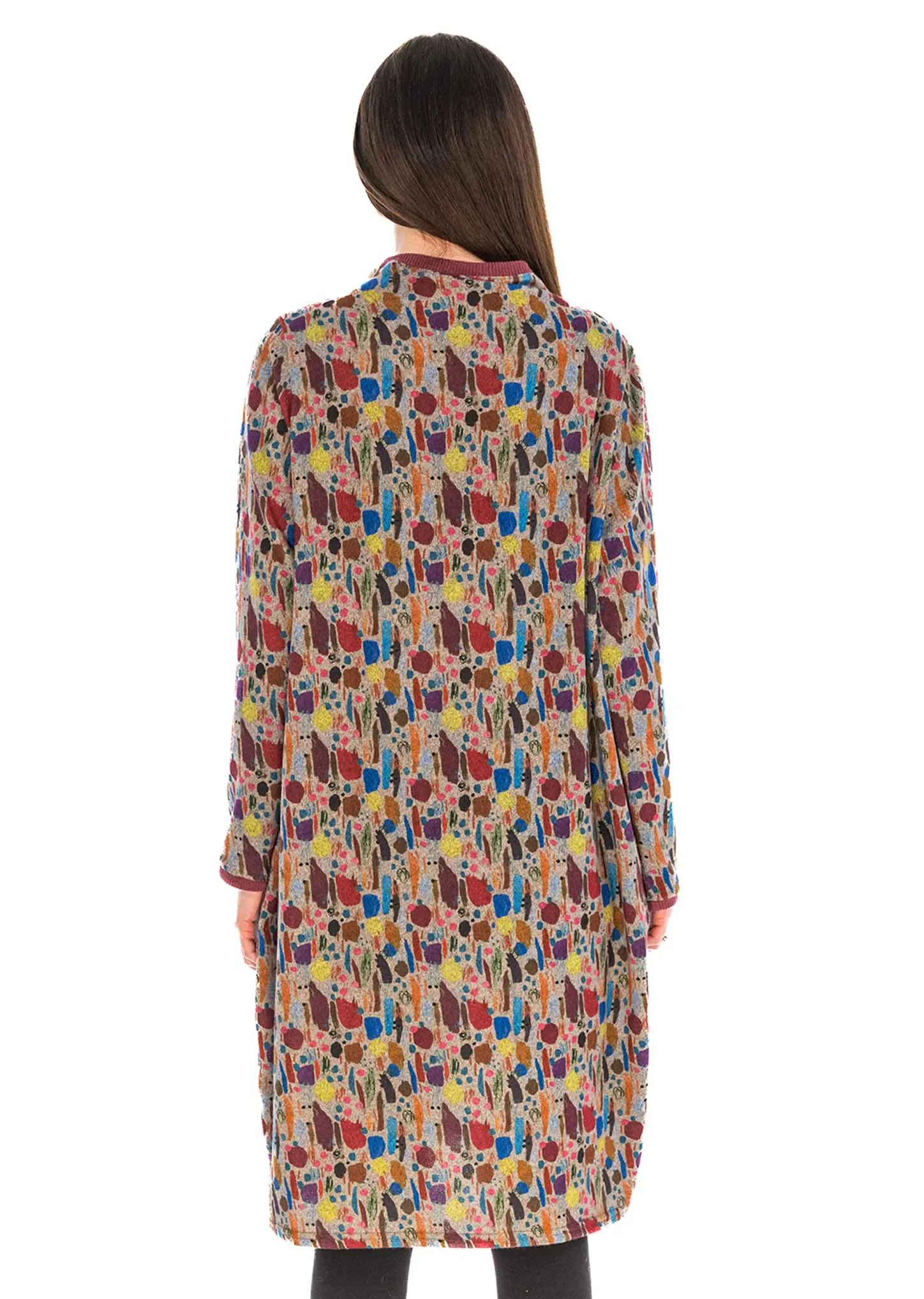 Printed dress with contrast trim neck