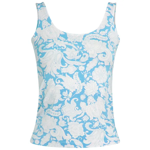 Printed Tank in Turquoise Provence