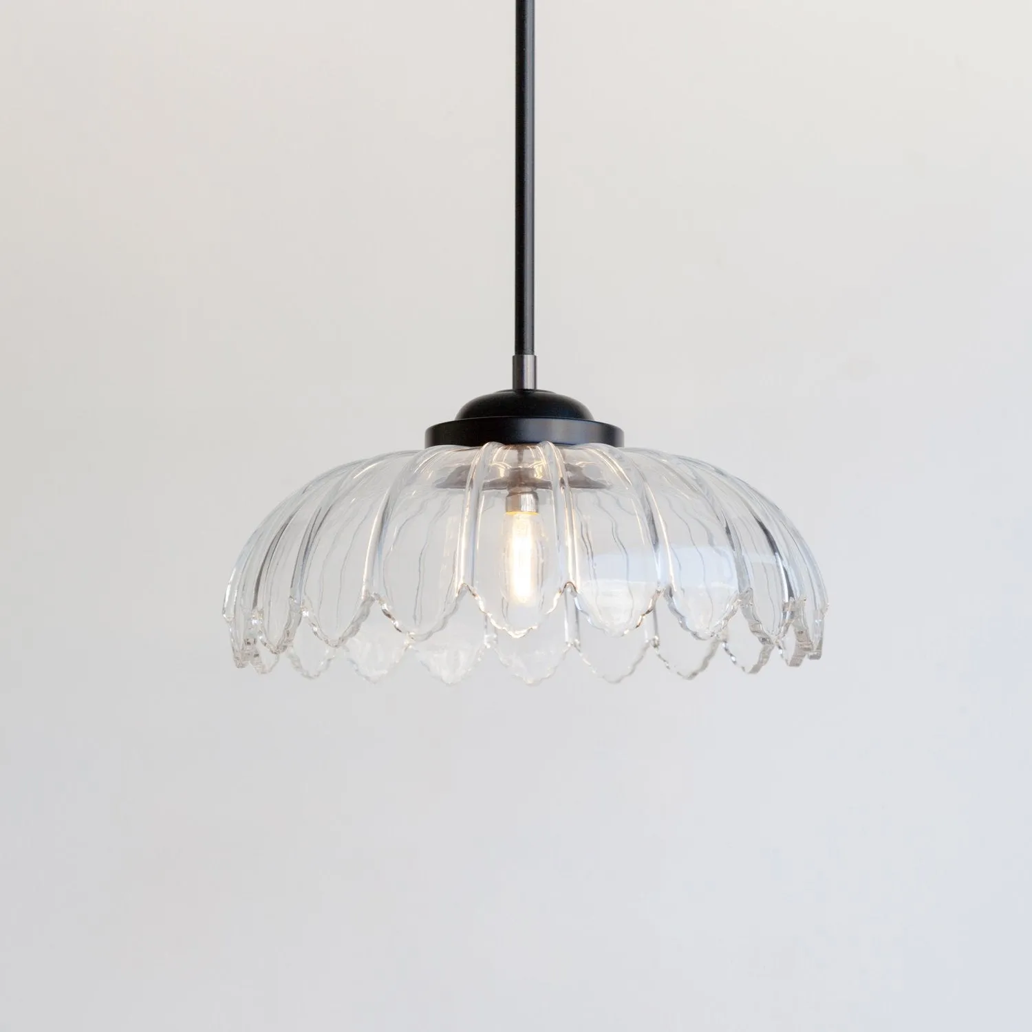 "Petal" Stemmed Pendant Light - Clear Glass