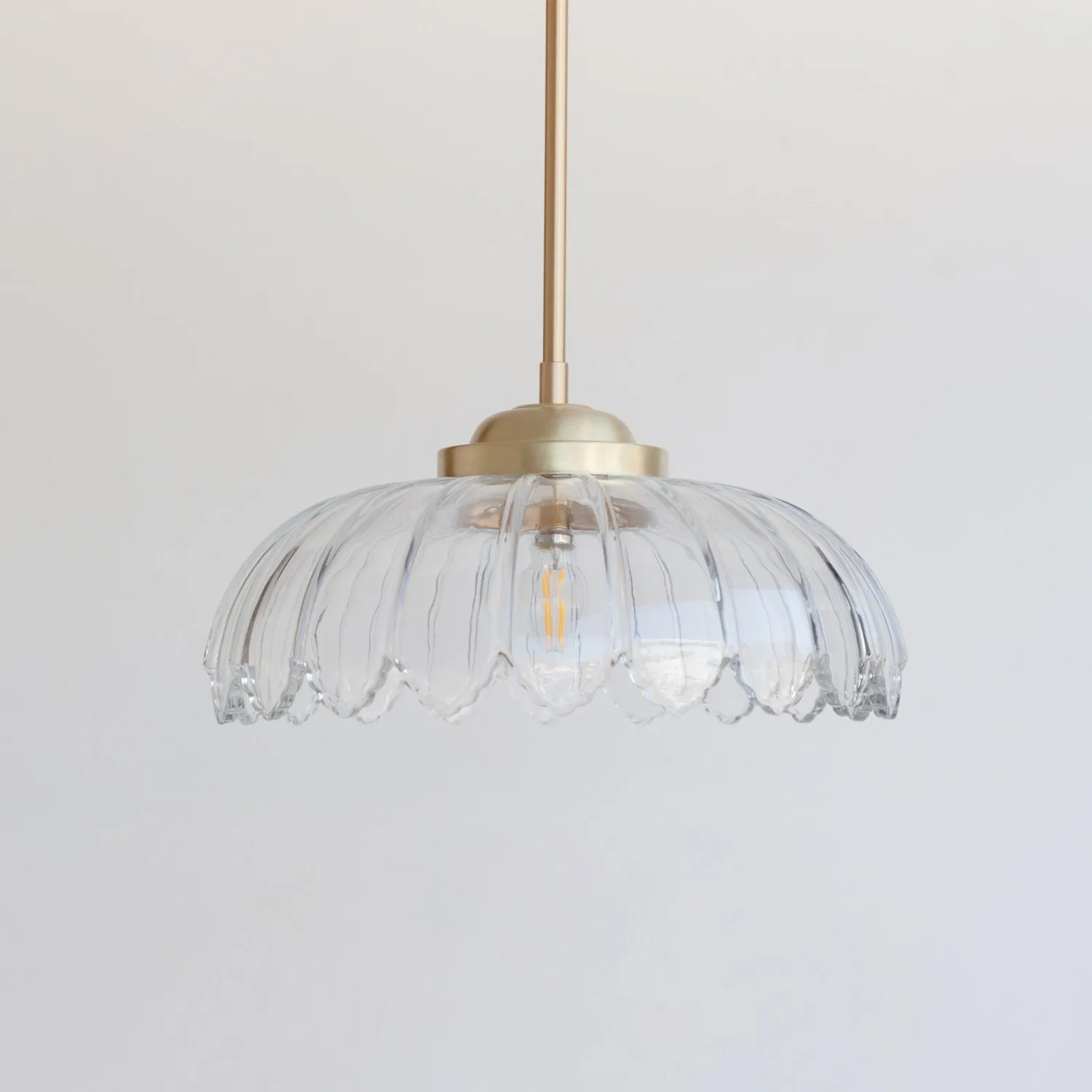 "Petal" Stemmed Pendant Light - Clear Glass