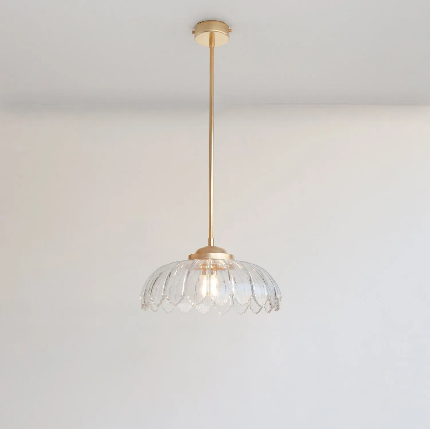 "Petal" Stemmed Pendant Light - Clear Glass