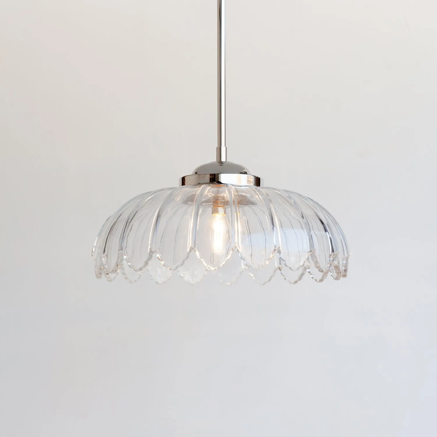 "Petal" Stemmed Pendant Light - Clear Glass