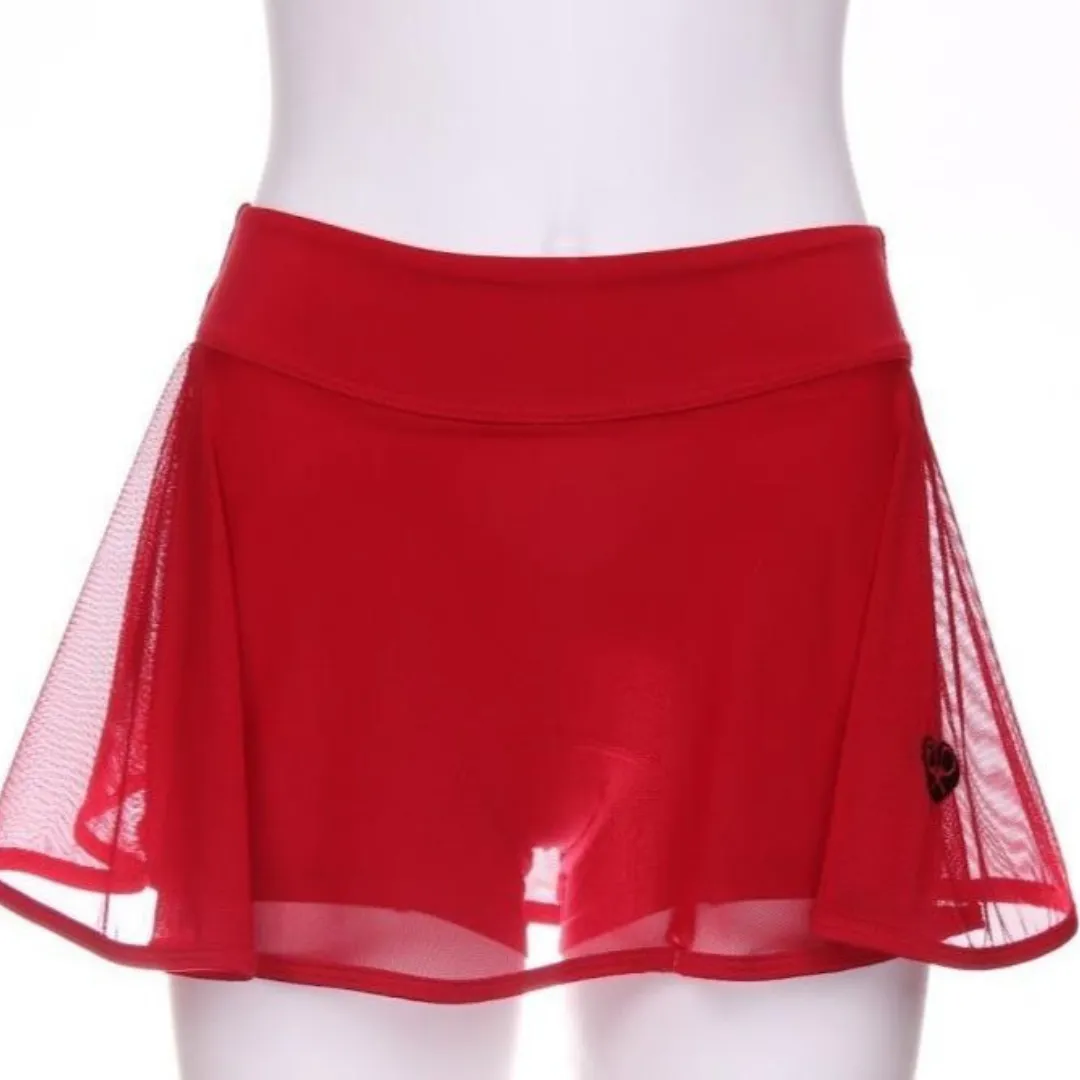 Red Mesh Love O Tennis Skirt