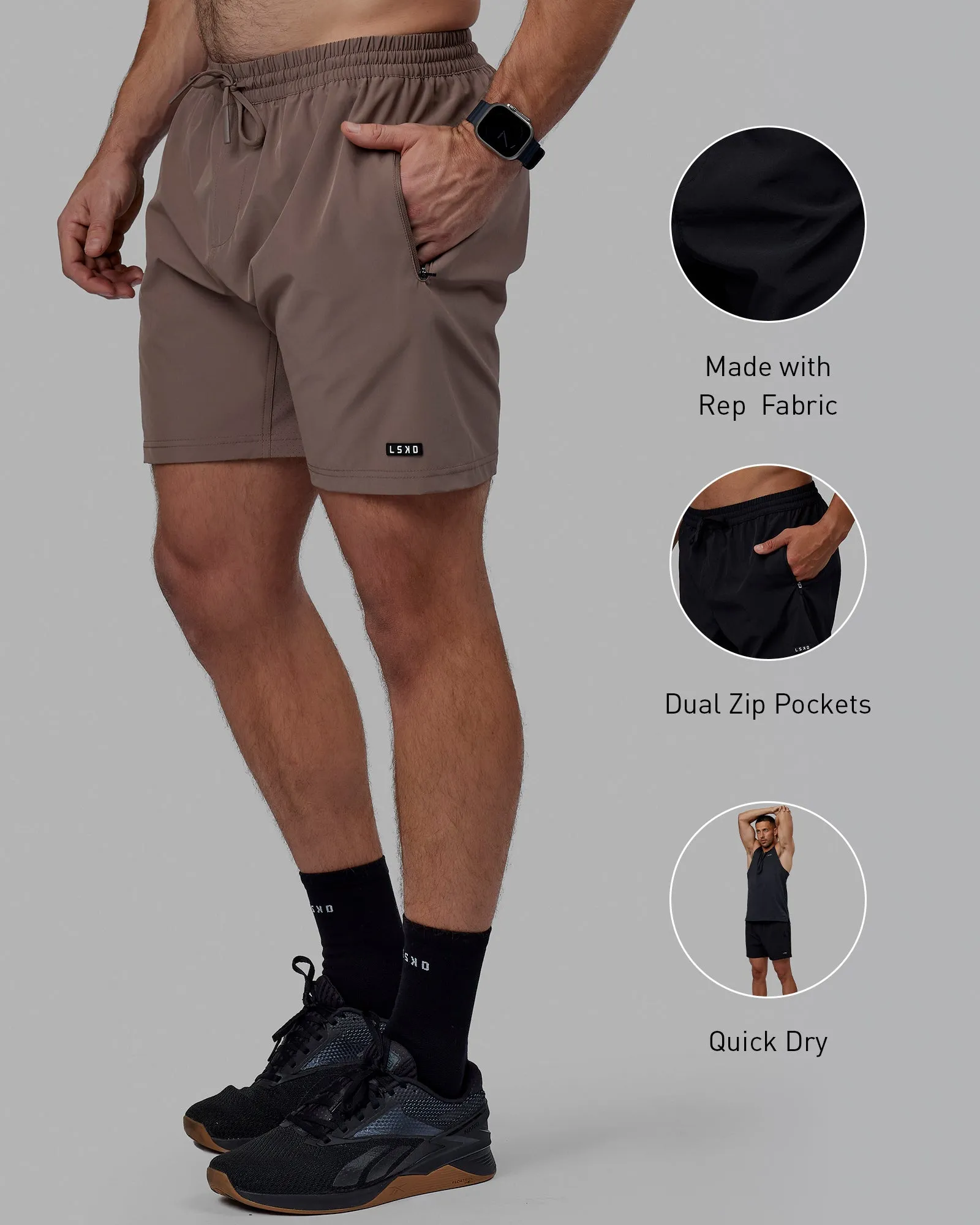 Rep 7" Performance Shorts - Deep Taupe