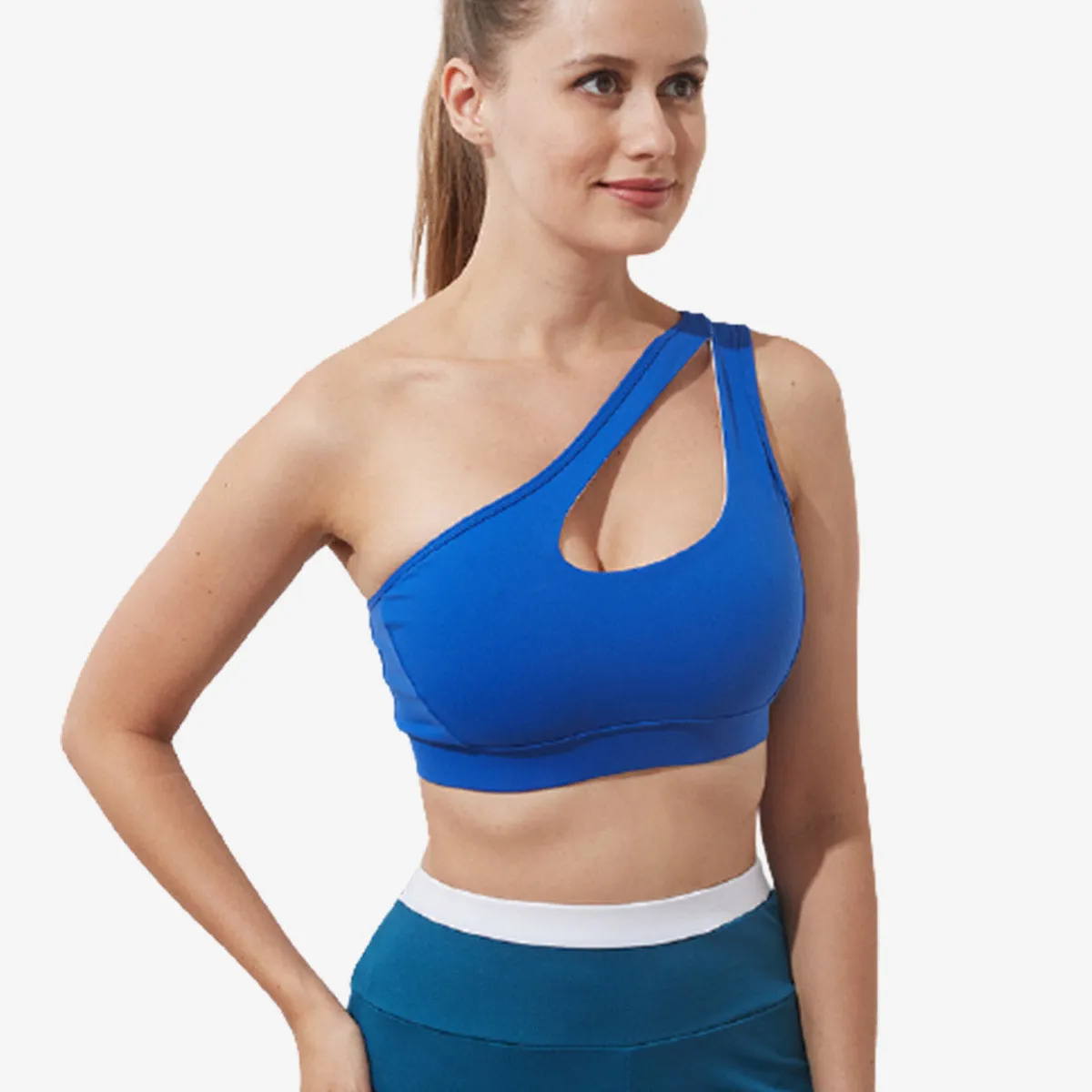 SALE - One Shoulder Front Cut Out Sports Bra