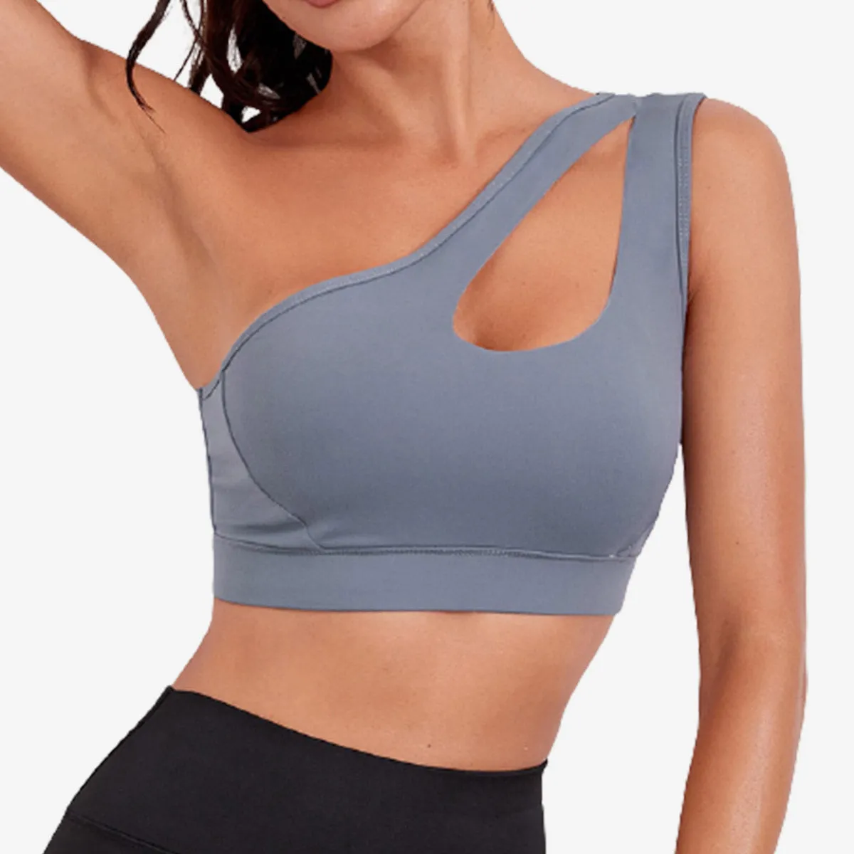 SALE - One Shoulder Front Cut Out Sports Bra