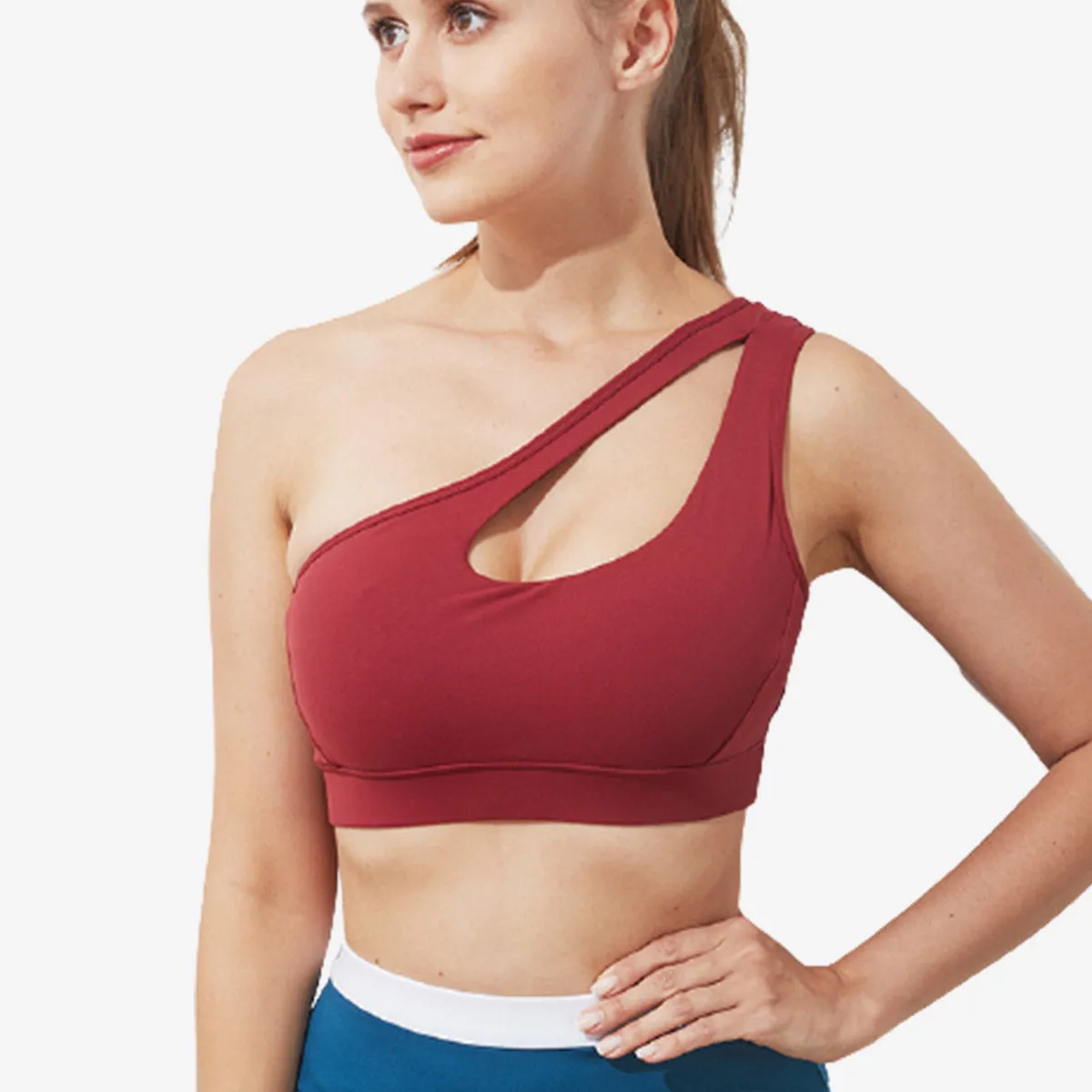 SALE - One Shoulder Front Cut Out Sports Bra