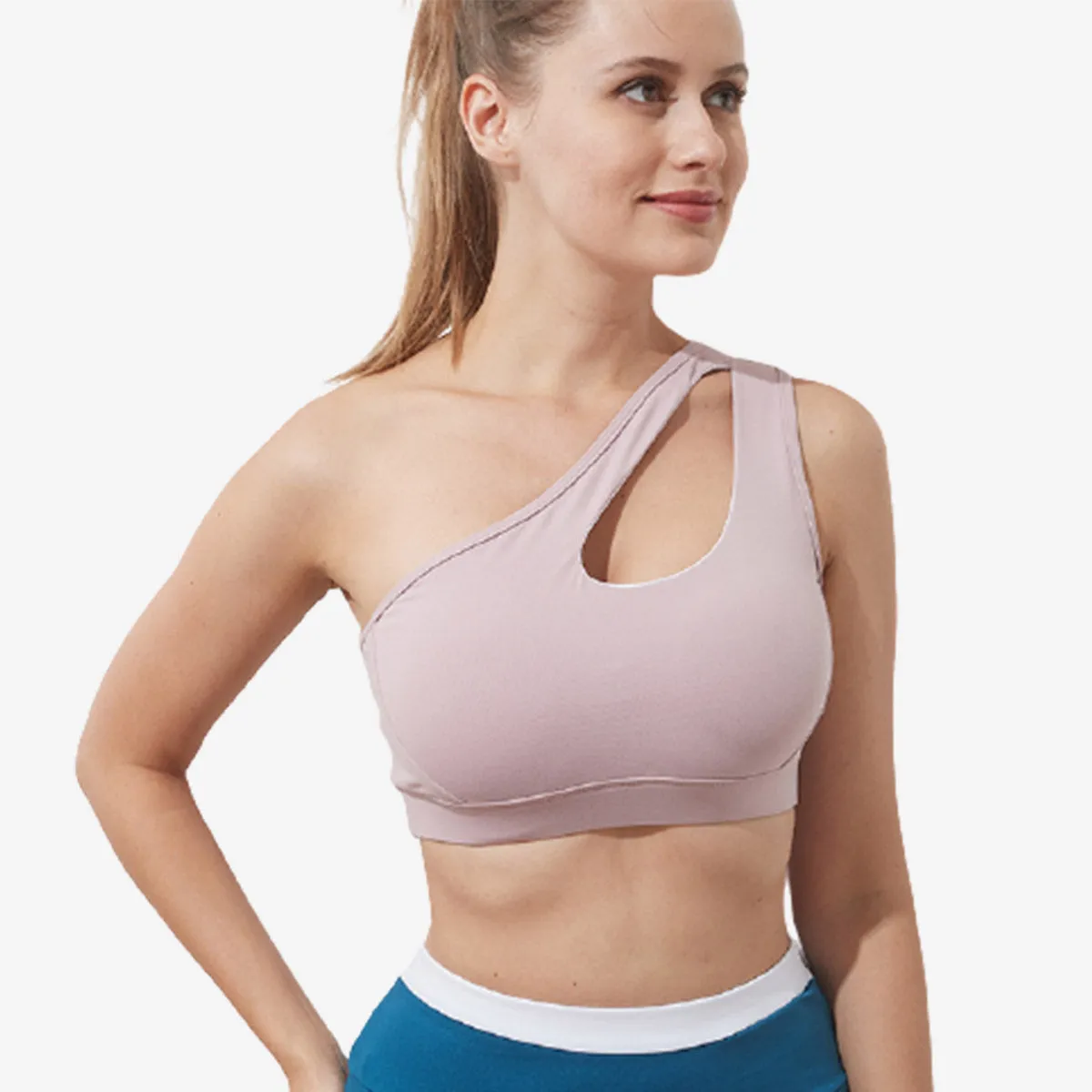 SALE - One Shoulder Front Cut Out Sports Bra