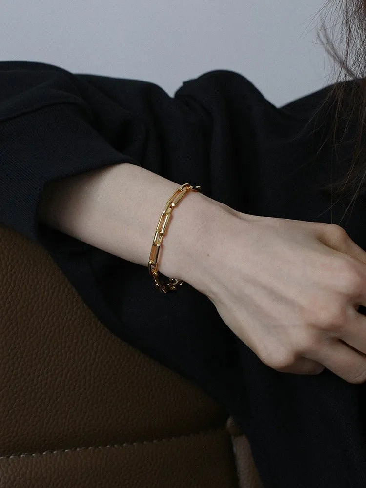 Square Splicing Chain Gold Bracelet