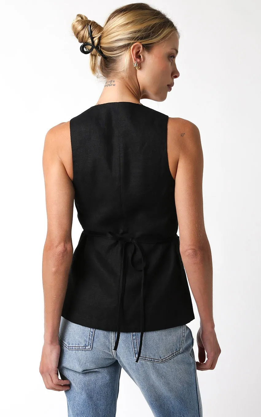 Val Linen Top - Black