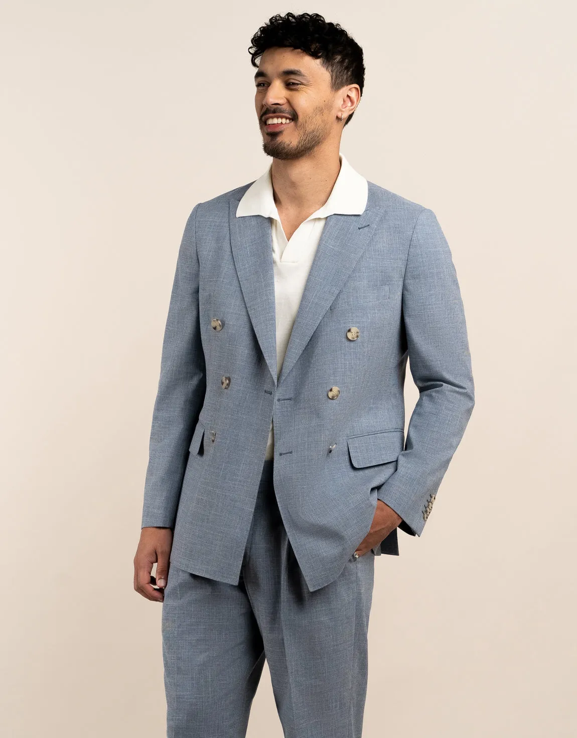 Whetu Light Blue Houndstooth Blazer