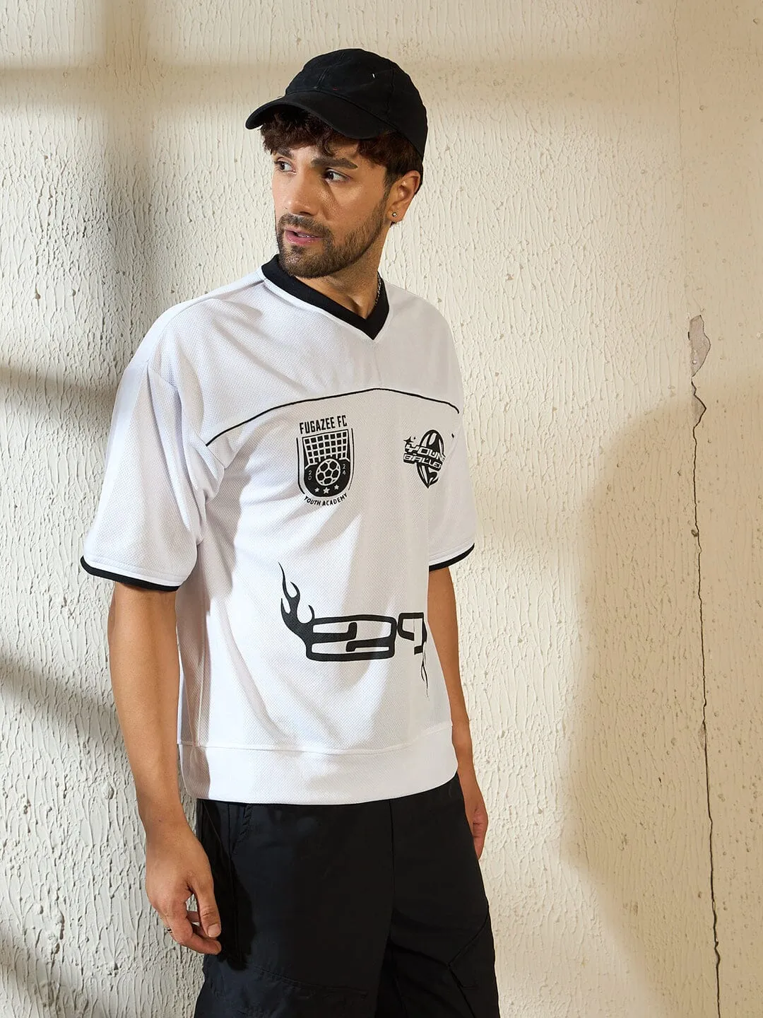 White Mesh Football Jersey Tshirt