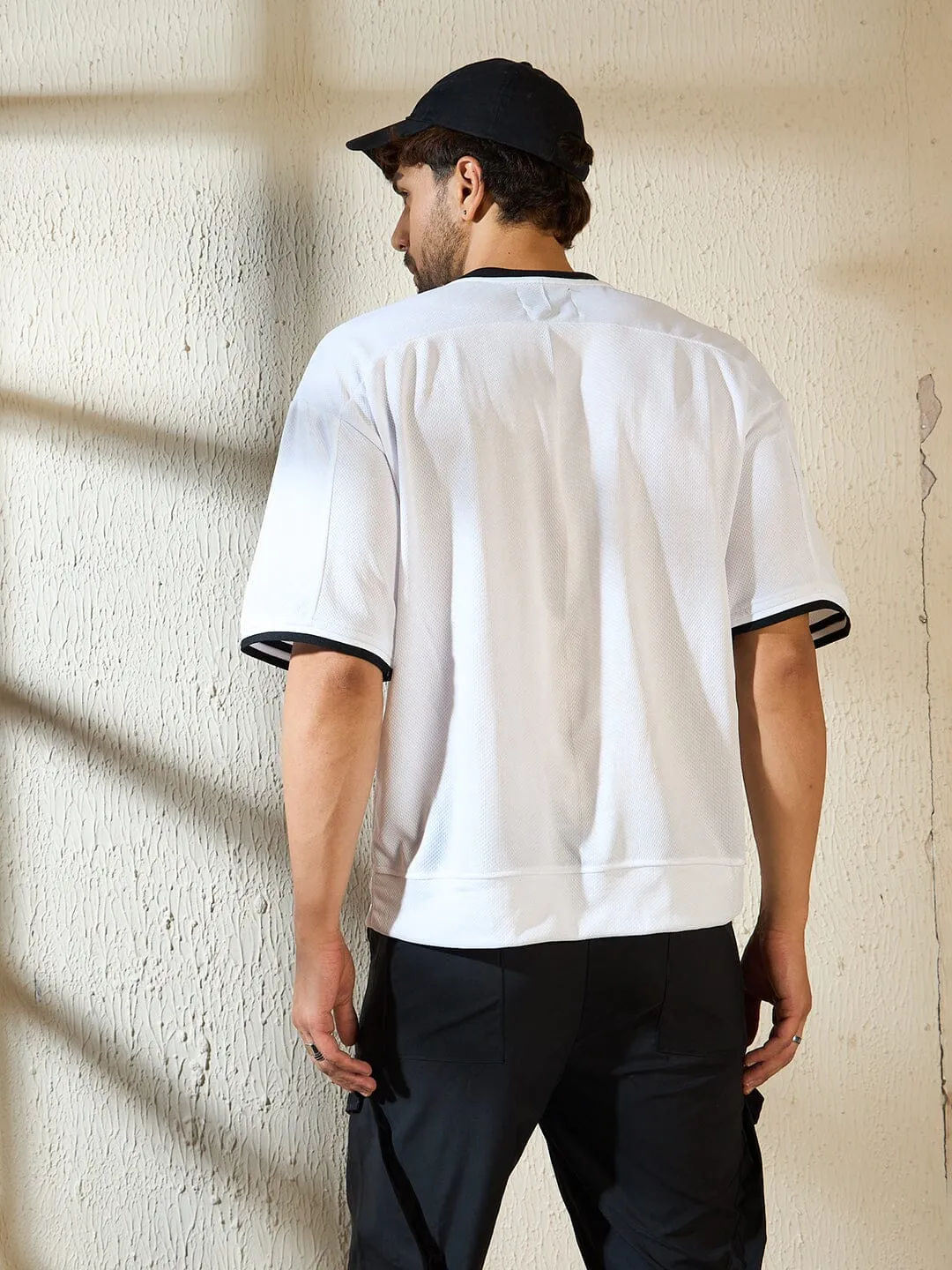 White Mesh Football Jersey Tshirt